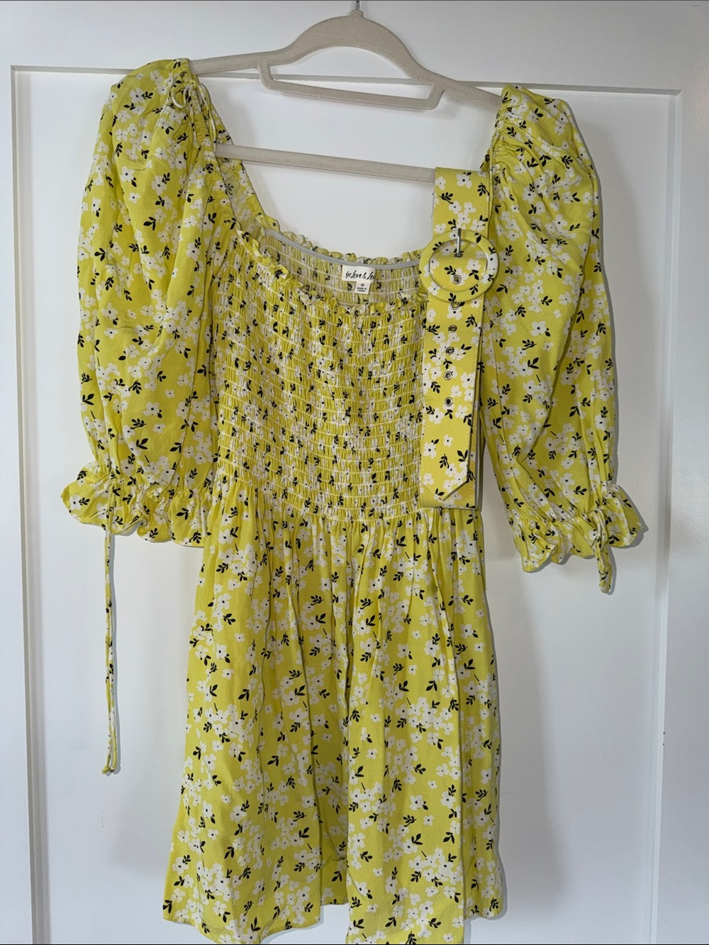 For Love And Lemons Yellow Floral Mini Dress